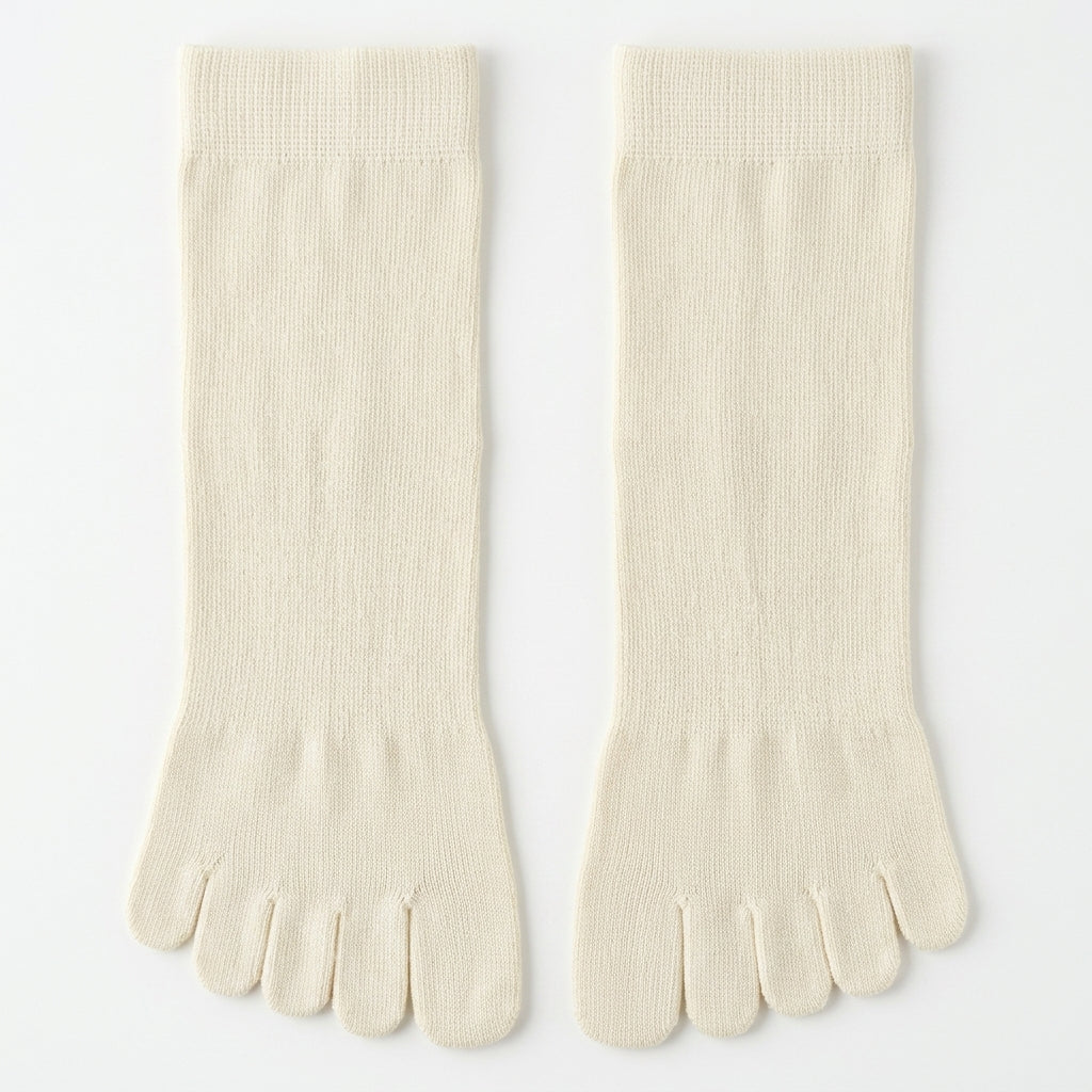 ROMATOKI Anti-Odor Merino 5-Toe Sock in Ivory, women's