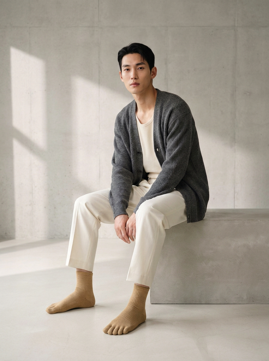 ROMATOKI merino five-toe socks worn, look 11