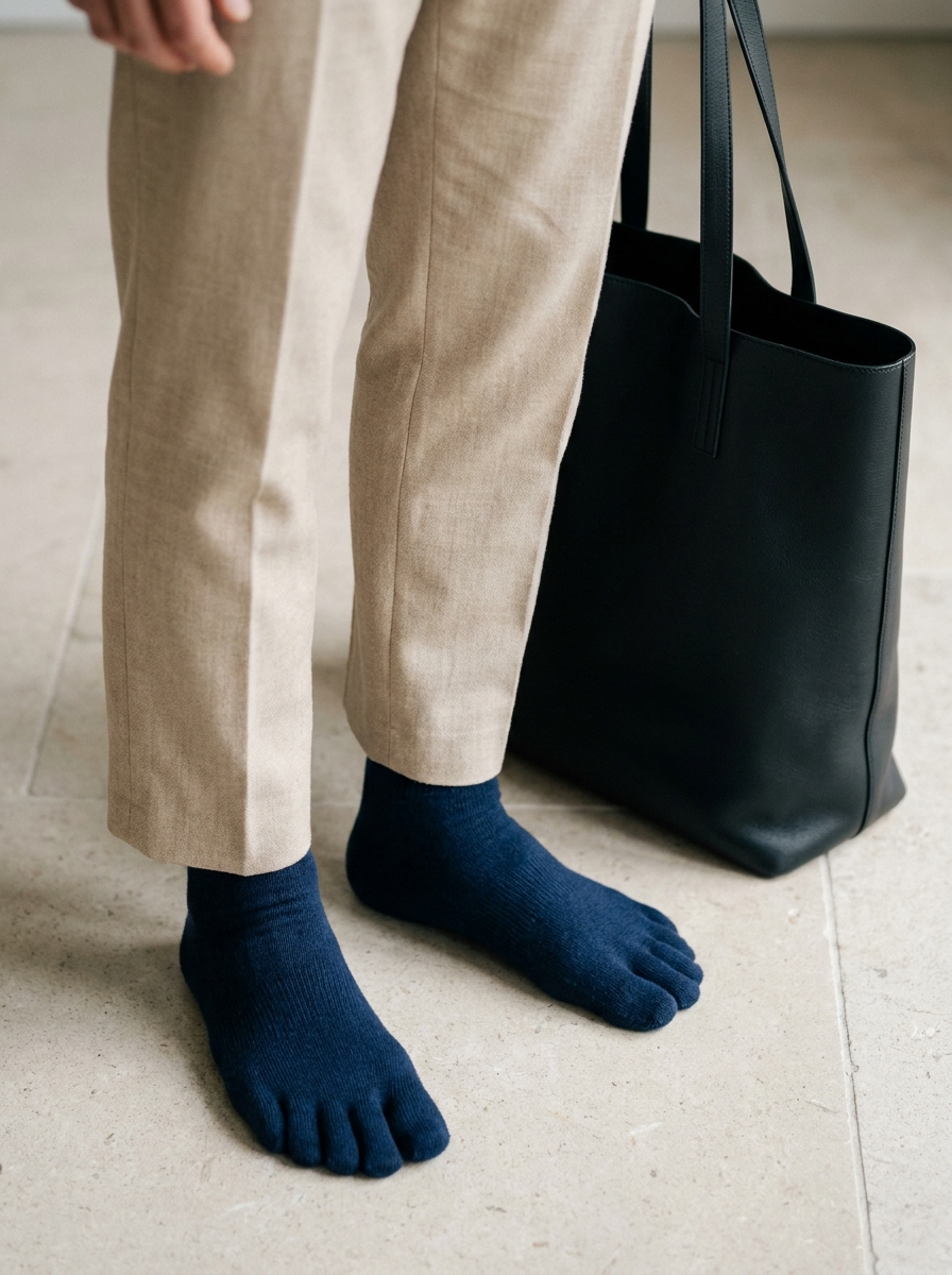 ROMATOKI merino five-toe socks worn, look 16